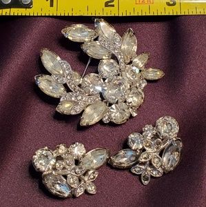 Vintage Eisenberg Ice Brooch and Earrings